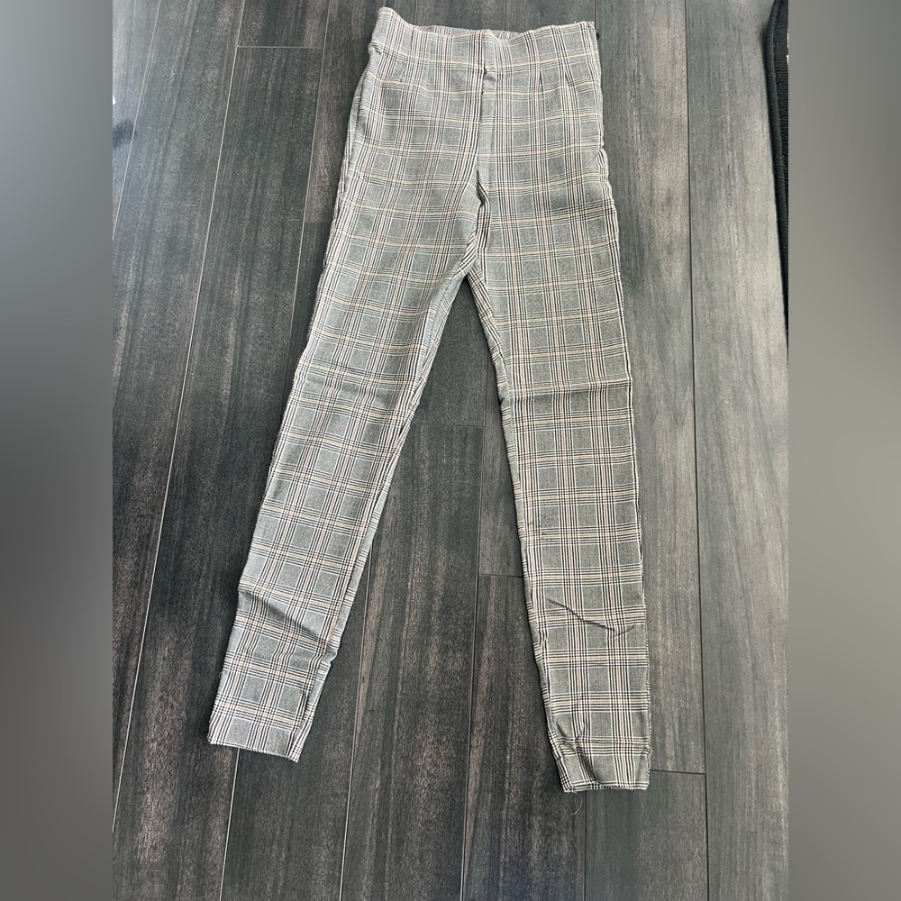 Zara Woman Gray Plaid Leggings